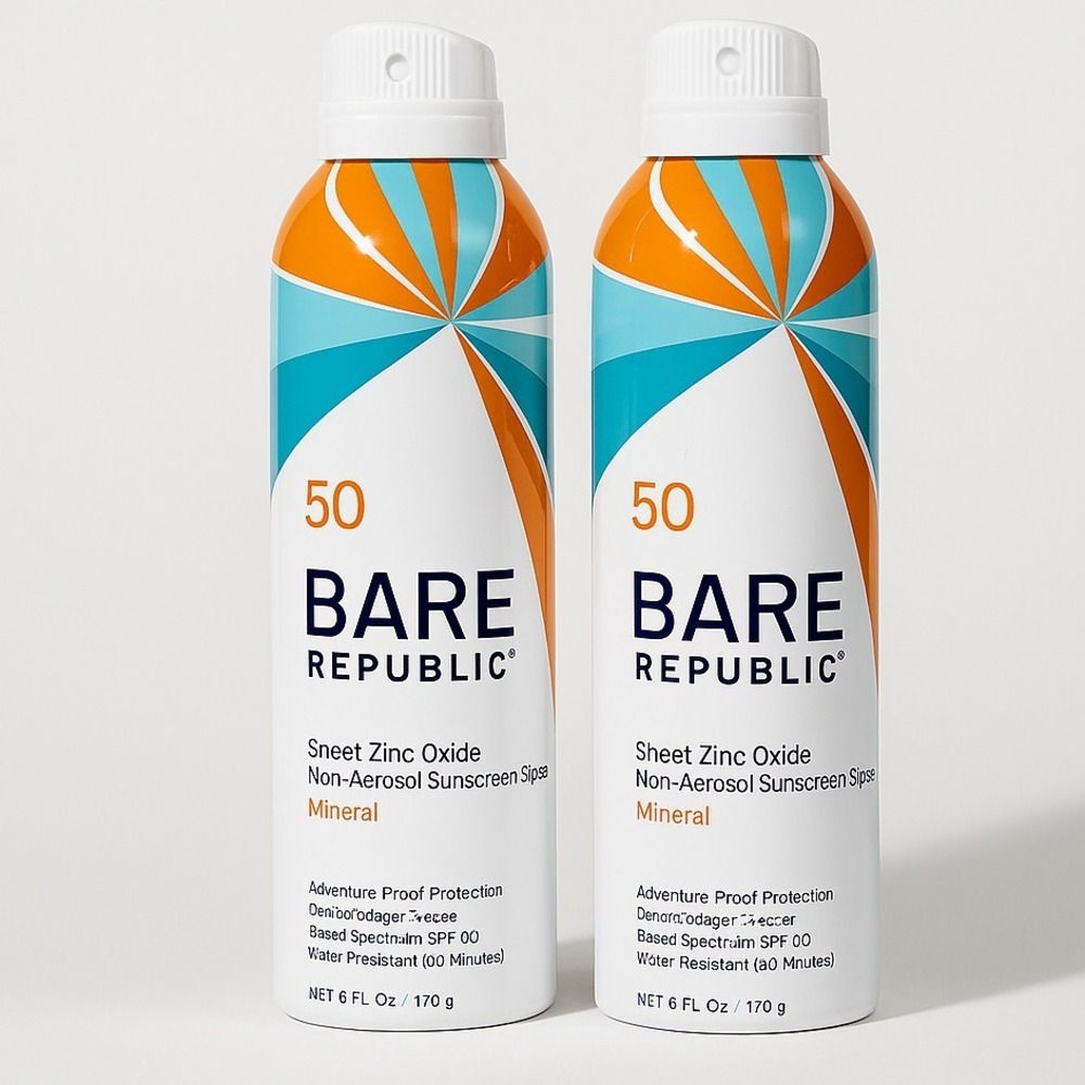 Bare Republic‎ Zinc SPF 50 Sunscreen Spray 6oz x 2 Pack Mineral Exp 09/2028 NEW